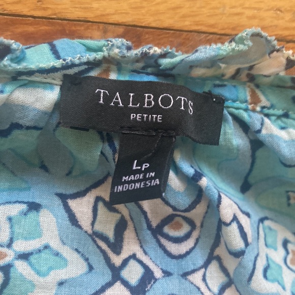 Talbots Patterned 100% Cotton Half Button Down Long Sleeve Top - Picture 3 of 6